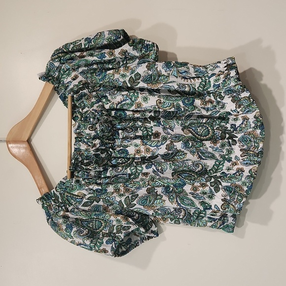 Paisley‎ Crinkle Jacquard Off The Shoulder Top loft top - Picture 3 of 5